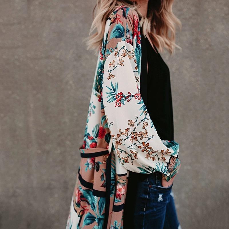 Fashion Floral Printed Cover-up Outwear