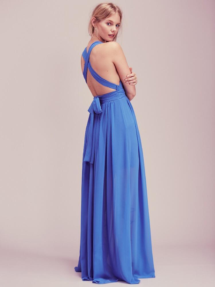 style solid color backless evening dress