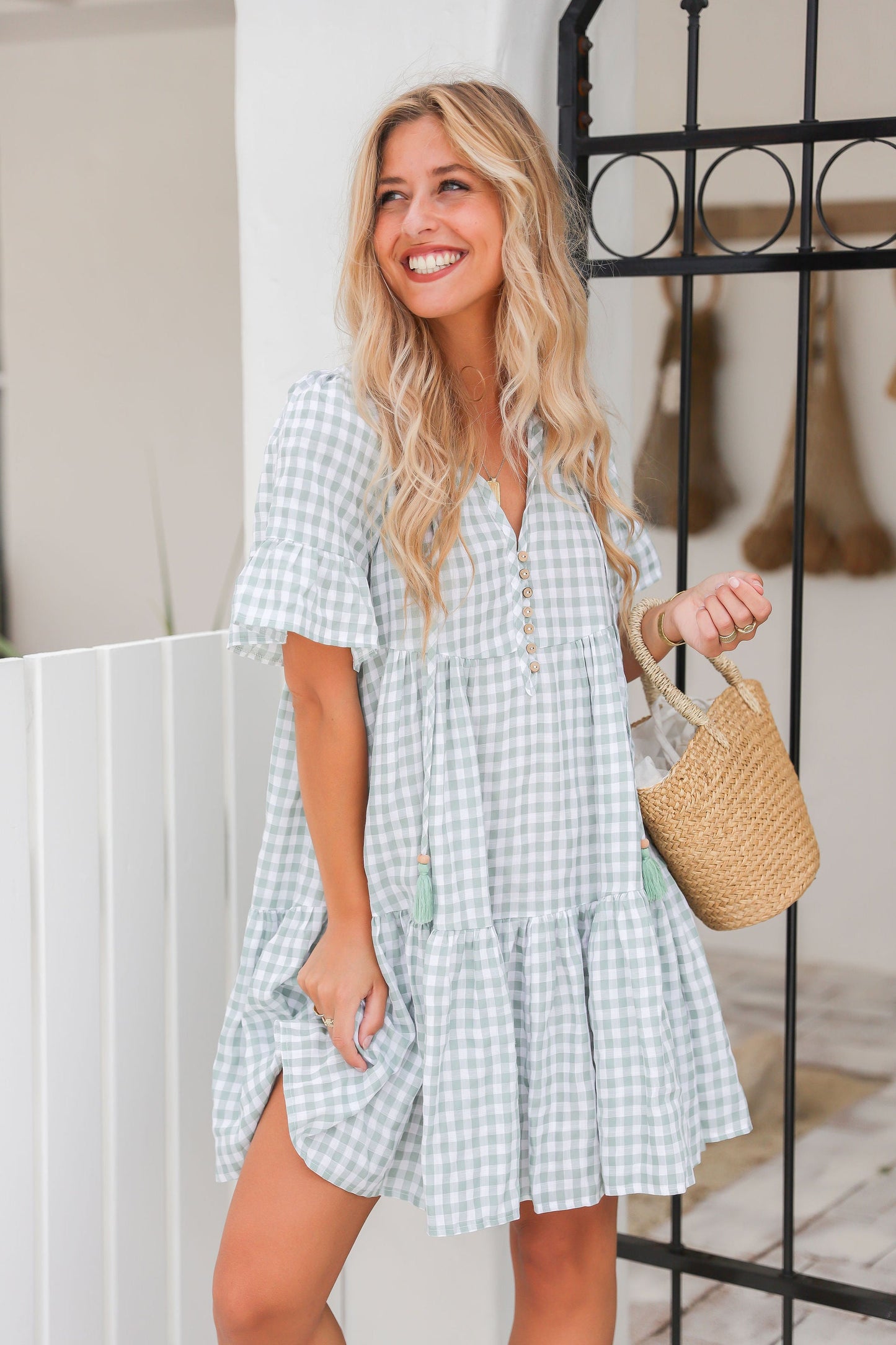 Emerson Dress - Olive Green Gingham