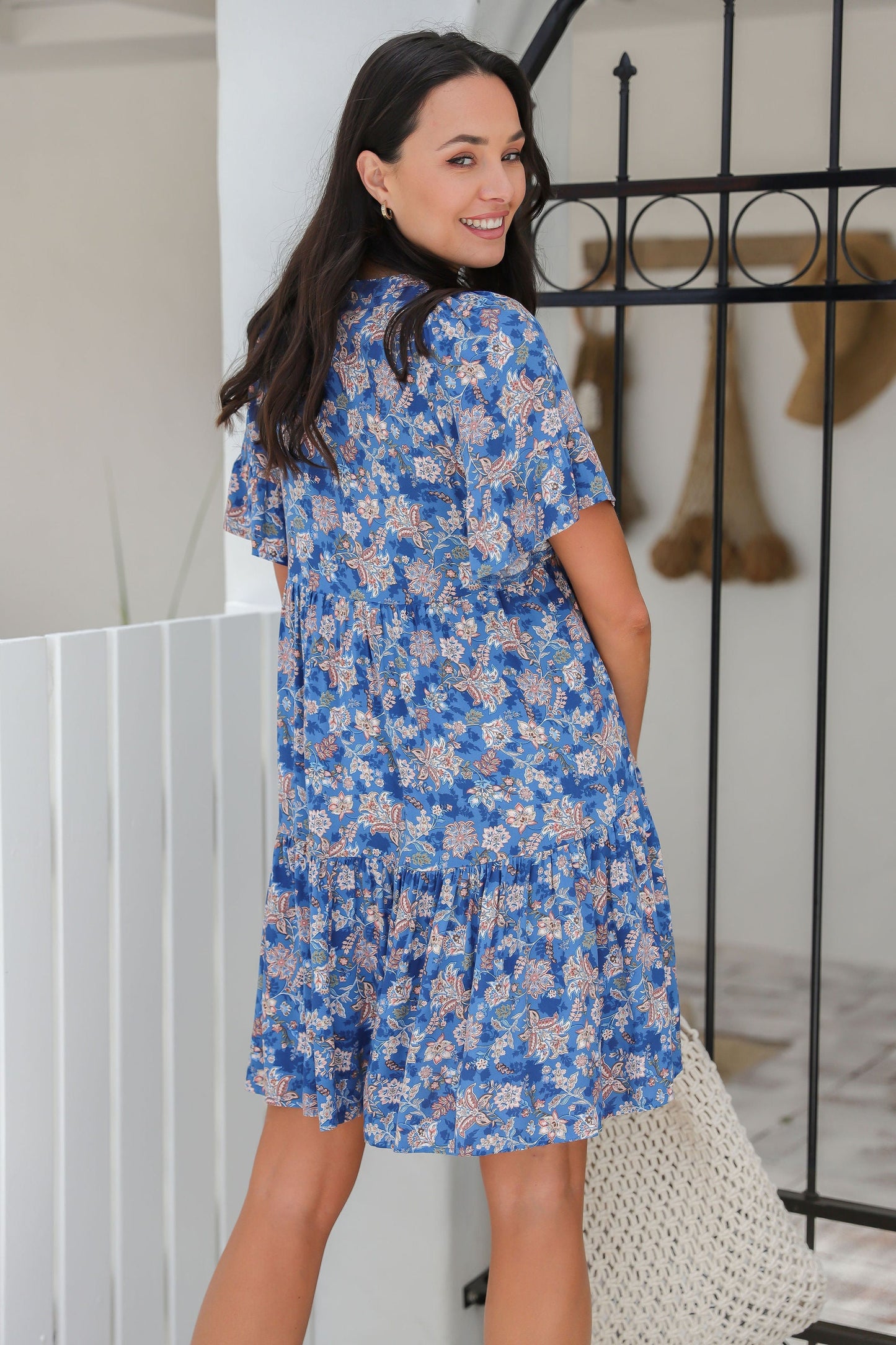 Emerson Dress - Floral Lapis