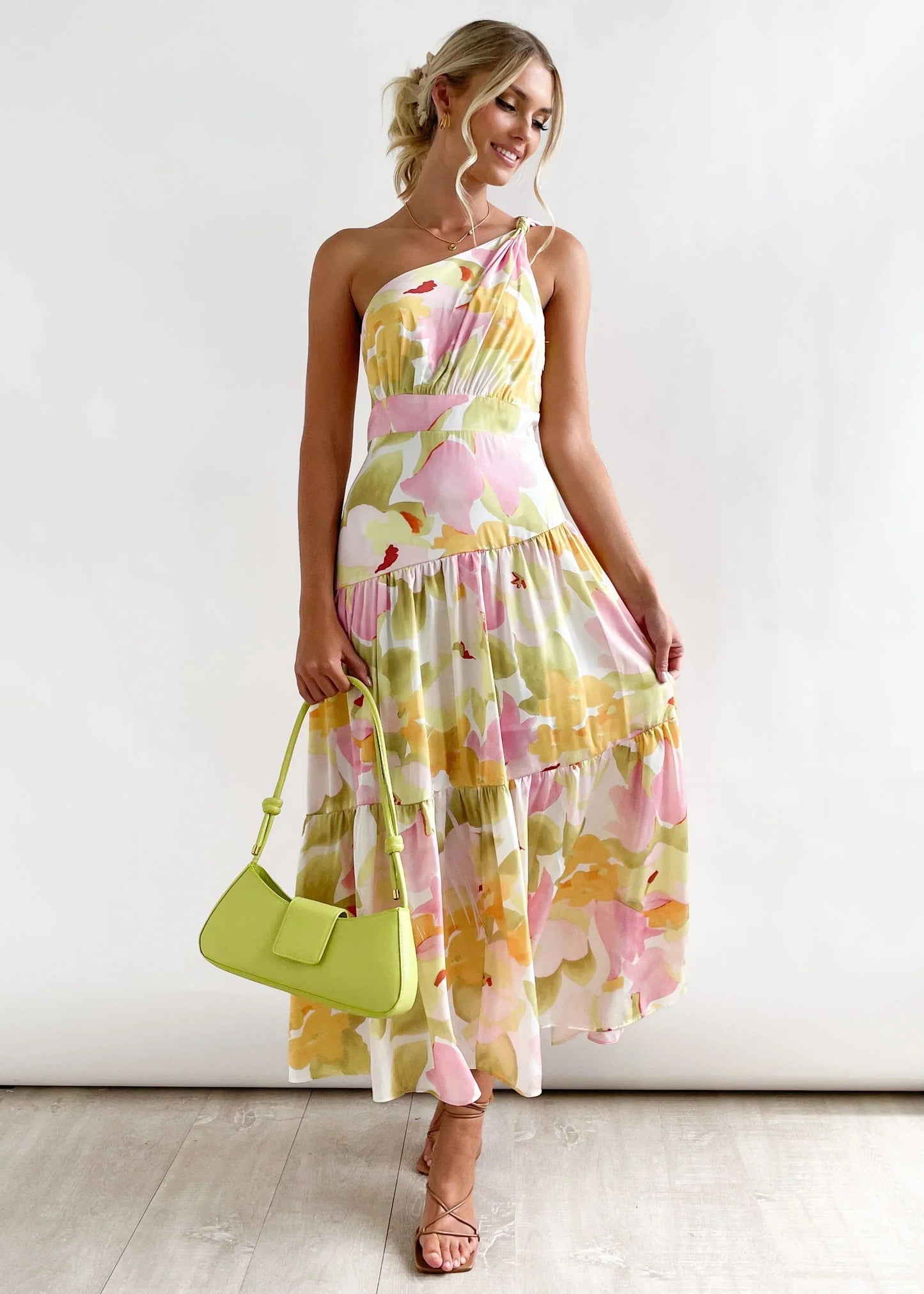 Summer Floral Print One Shoulder Long Dress | Perfect for Casual Days