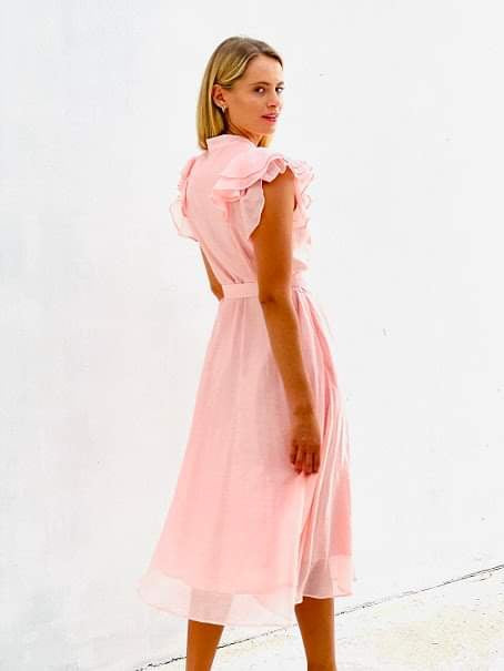 Frill Sleeve Dress Pink