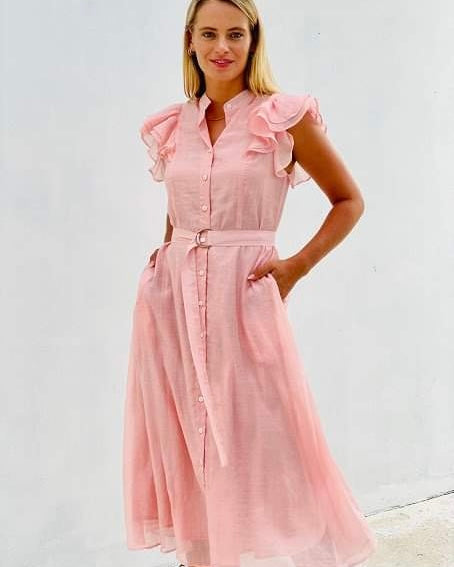 Frill Sleeve Dress Pink