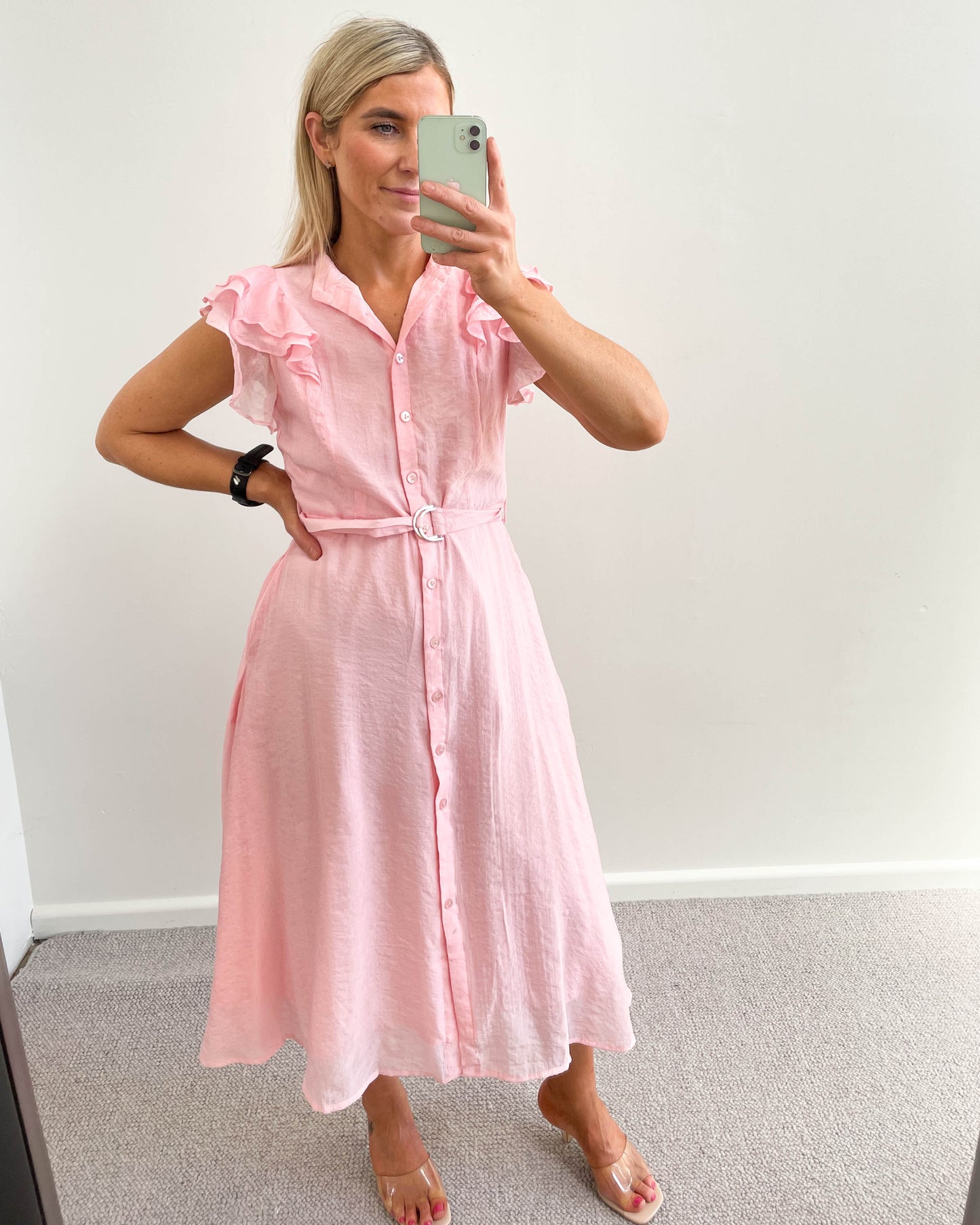 Frill Sleeve Dress Pink