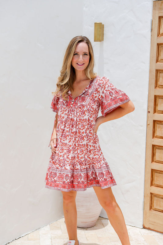 Aviva Dress - Paisley Red