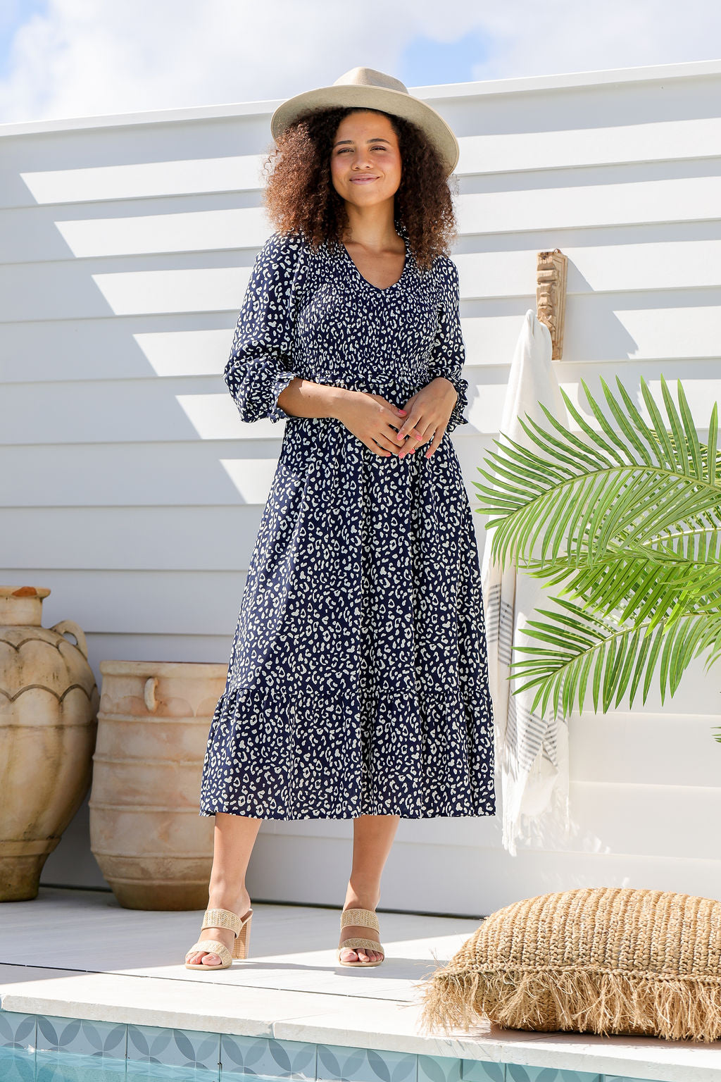 Parker Dress - Navy Leopard