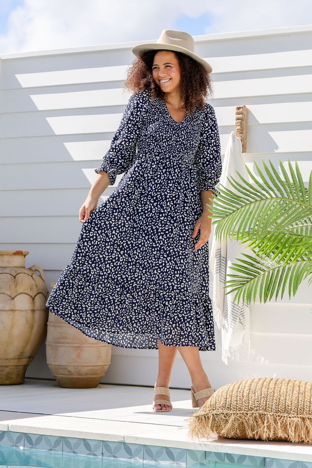 Parker Dress - Navy Leopard