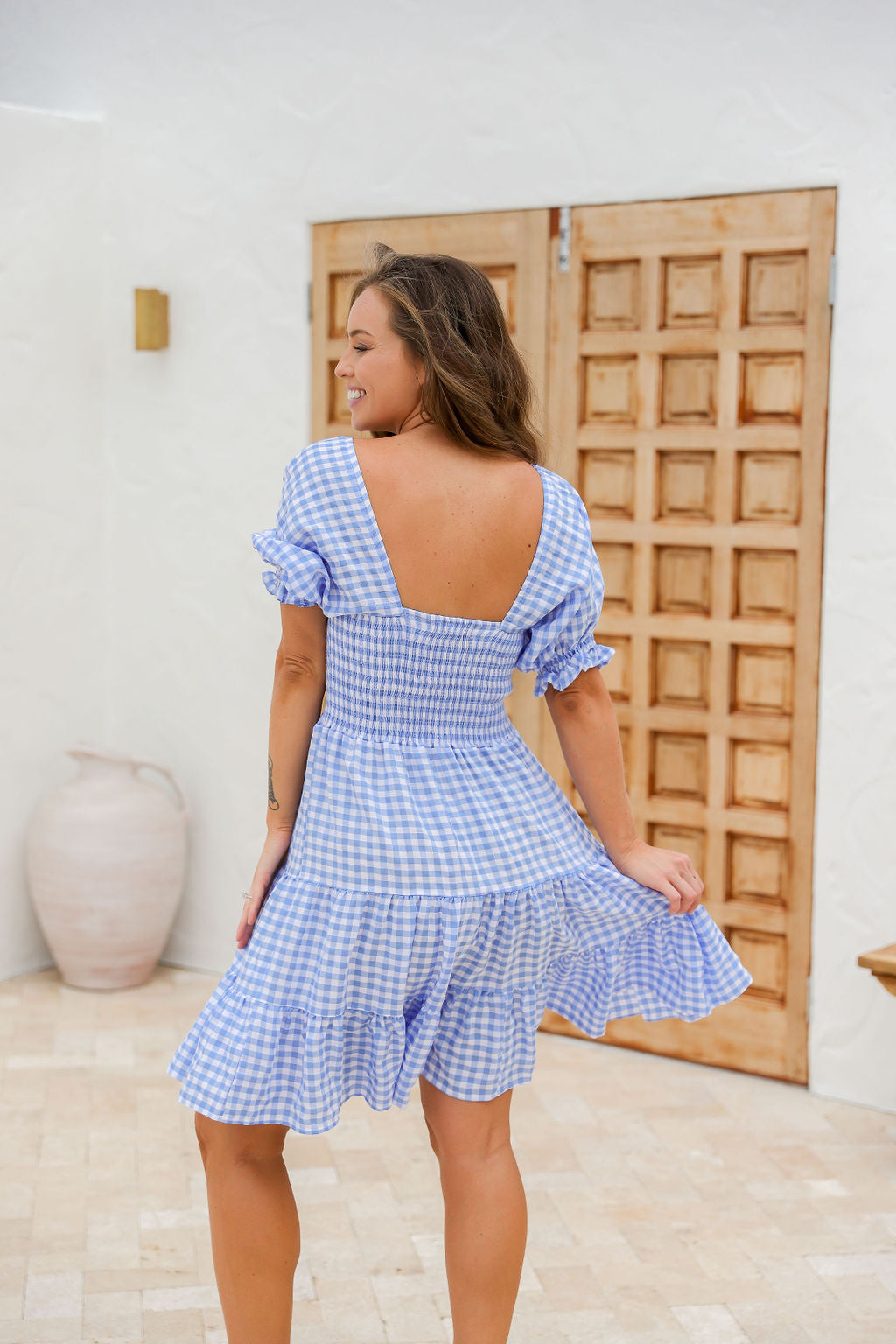 Dixie Dress - Blue Gingham