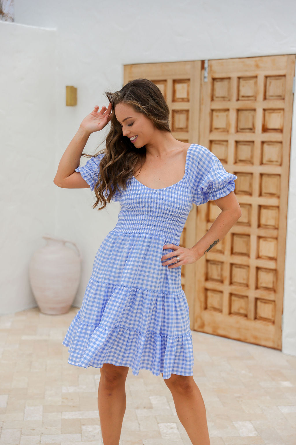 Dixie Dress - Blue Gingham