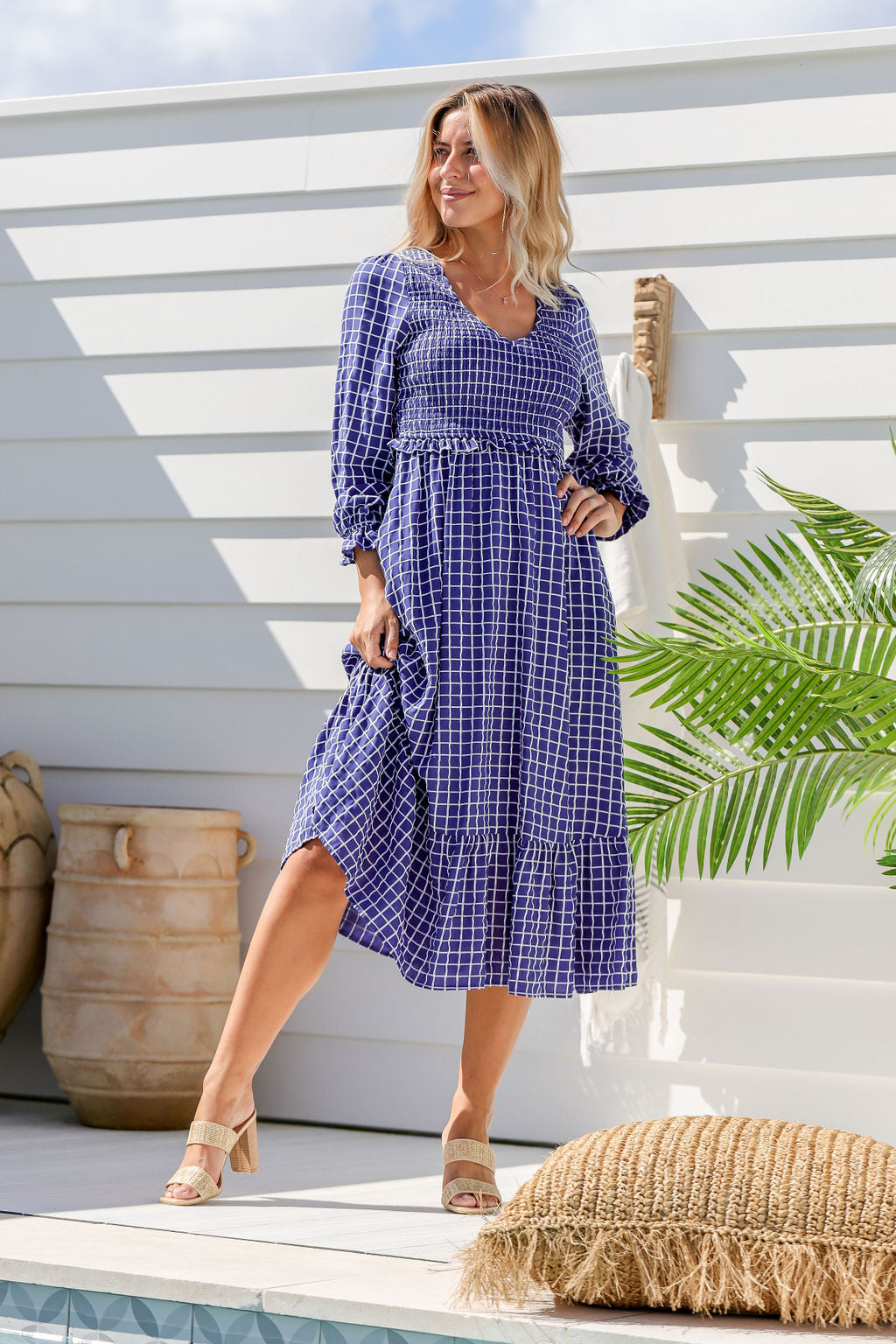 Parker Dress -  Checkered Navy