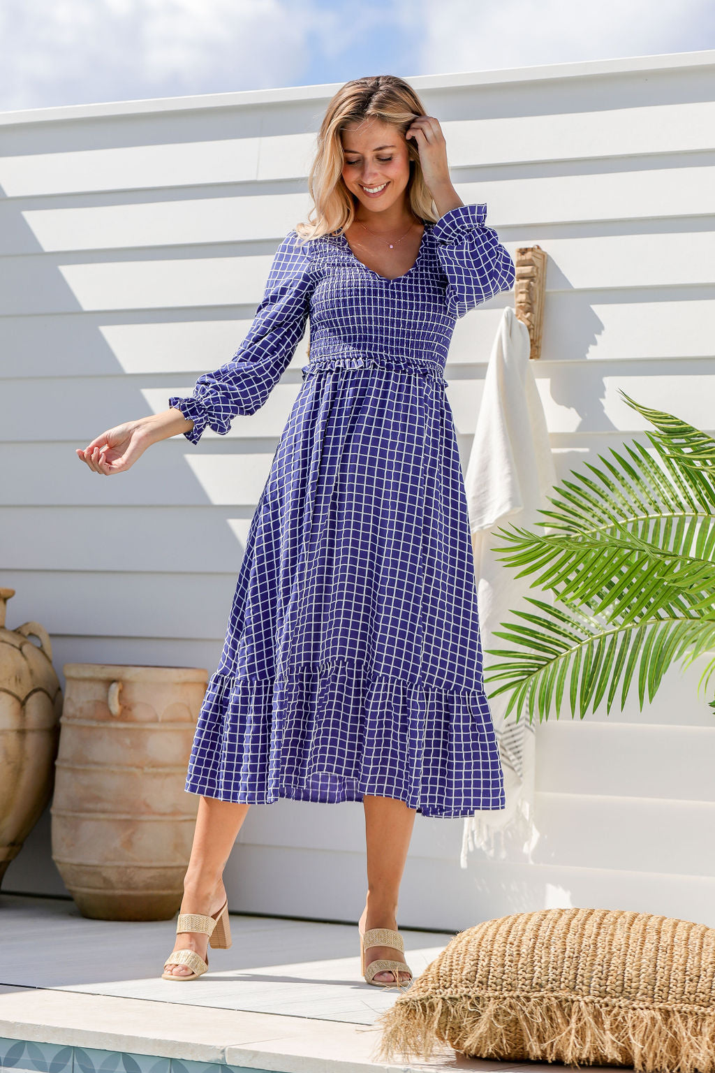 Parker Dress -  Checkered Navy