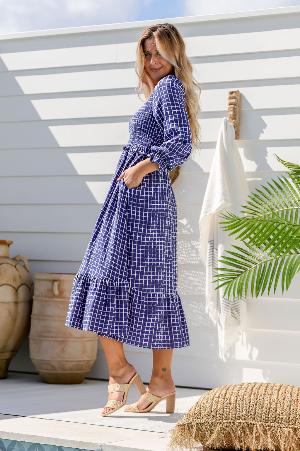 Parker Dress -  Checkered Navy