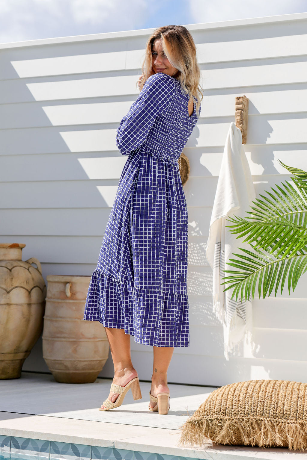 Parker Dress -  Checkered Navy