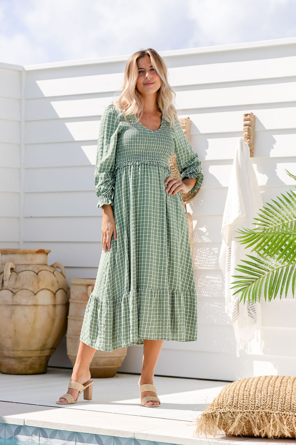 Parker Dress -  Checkered Green