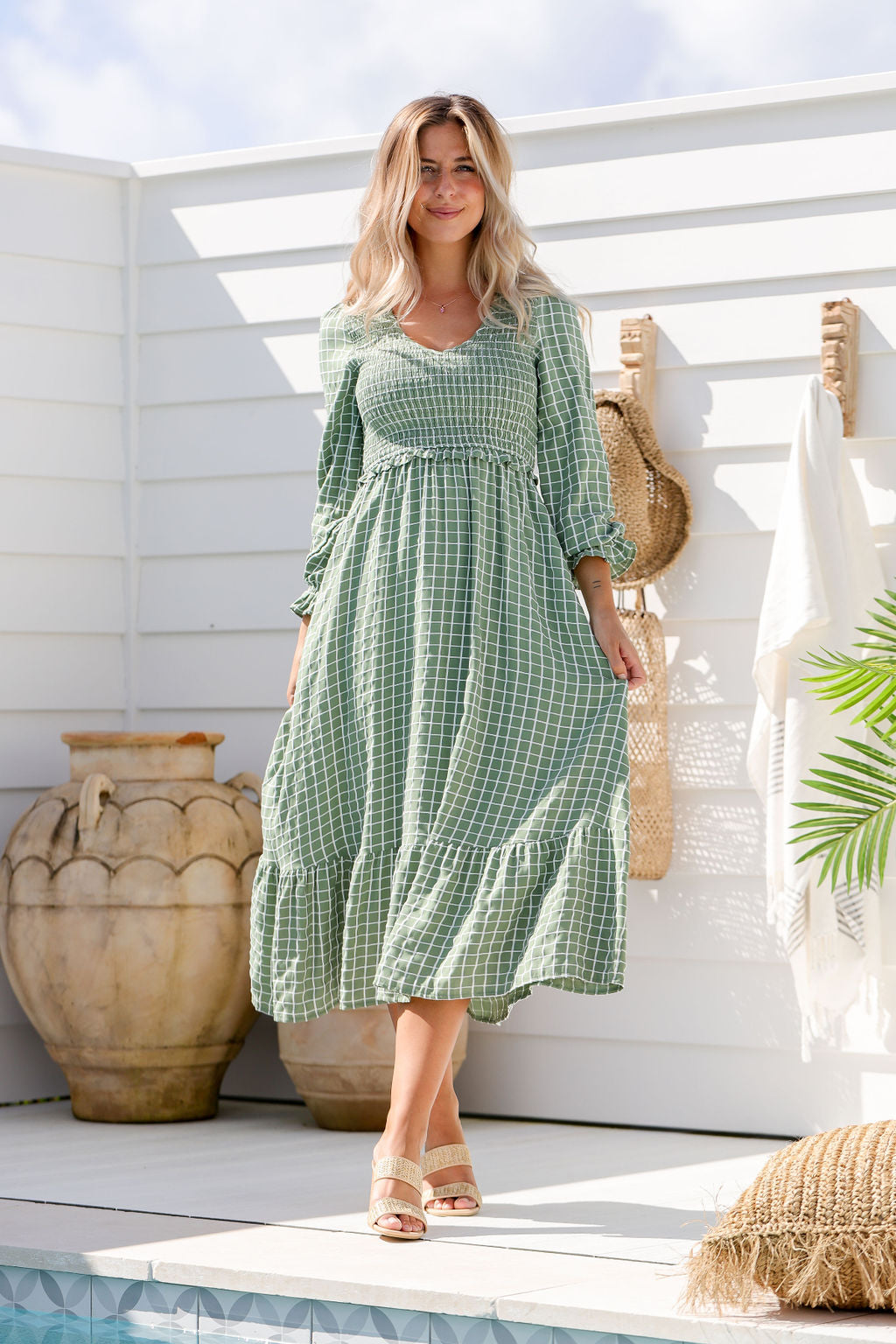 Parker Dress -  Checkered Green