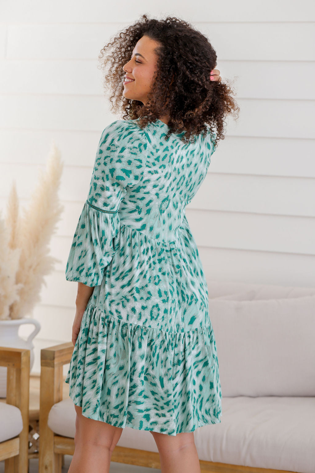 Natalie Dress - Green Leopard