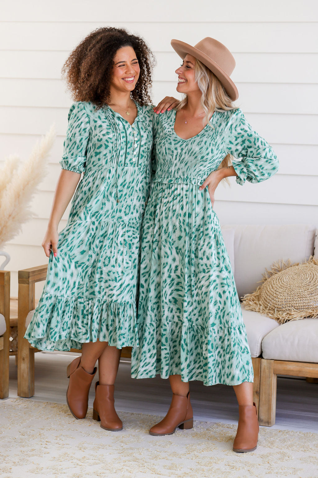 Helena Dress - Green Leopard