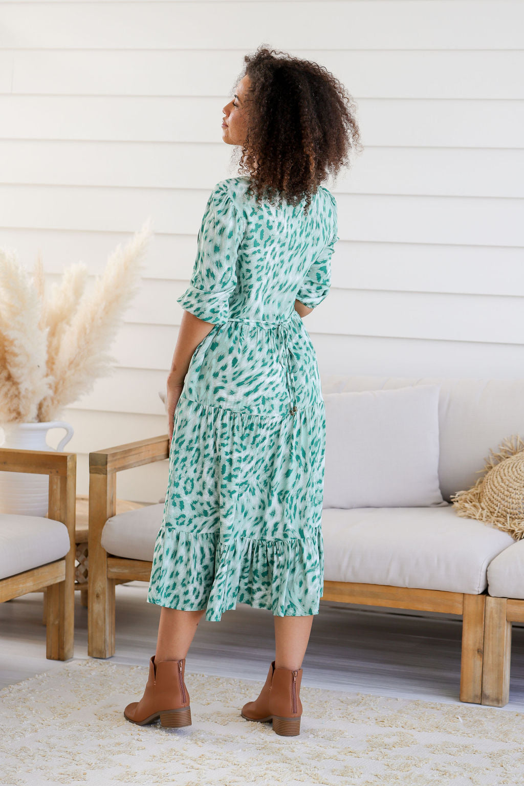 Helena Dress - Green Leopard