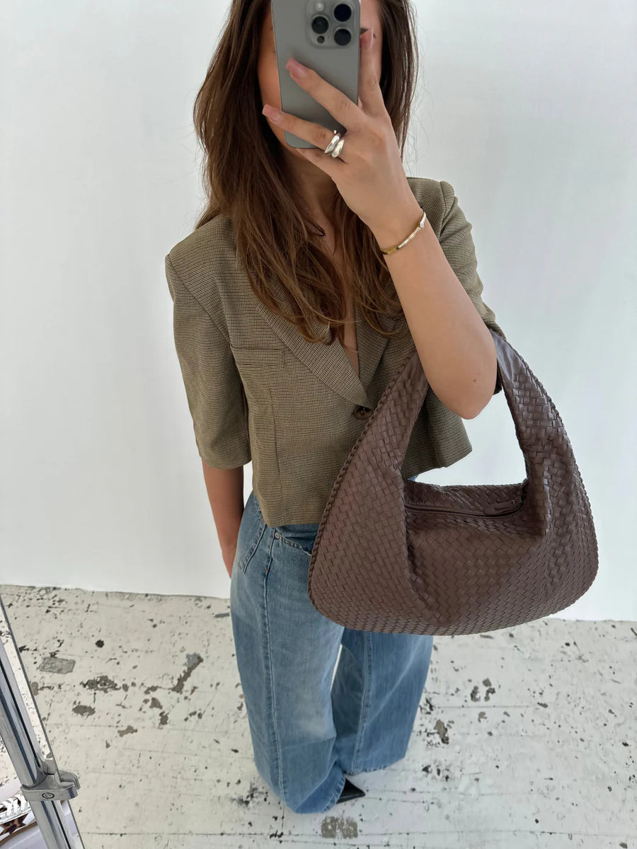 Ivyshape | Woven Shoulder Bag with Spacious Design