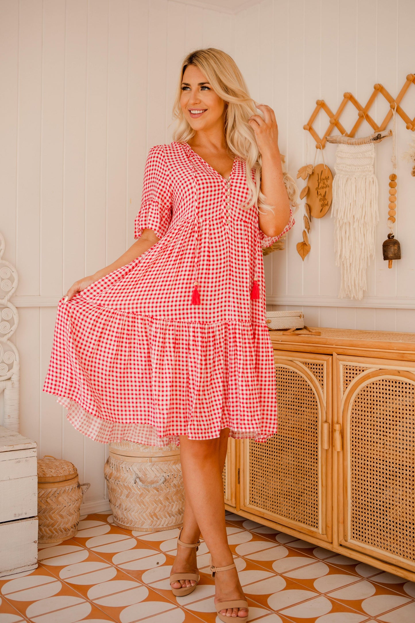 Emerson Dress - Bright Pink Gingham