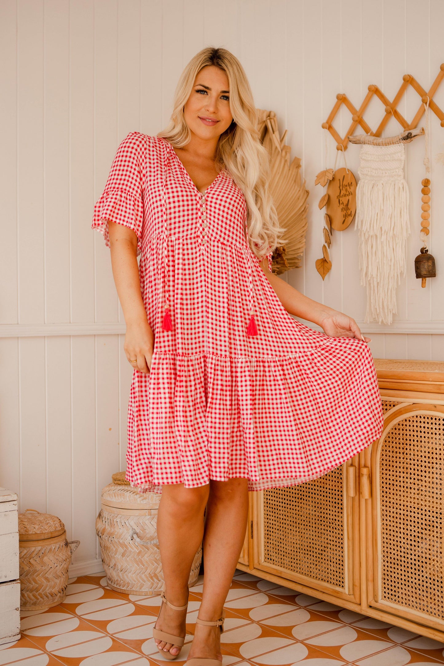 Emerson Dress - Bright Pink Gingham