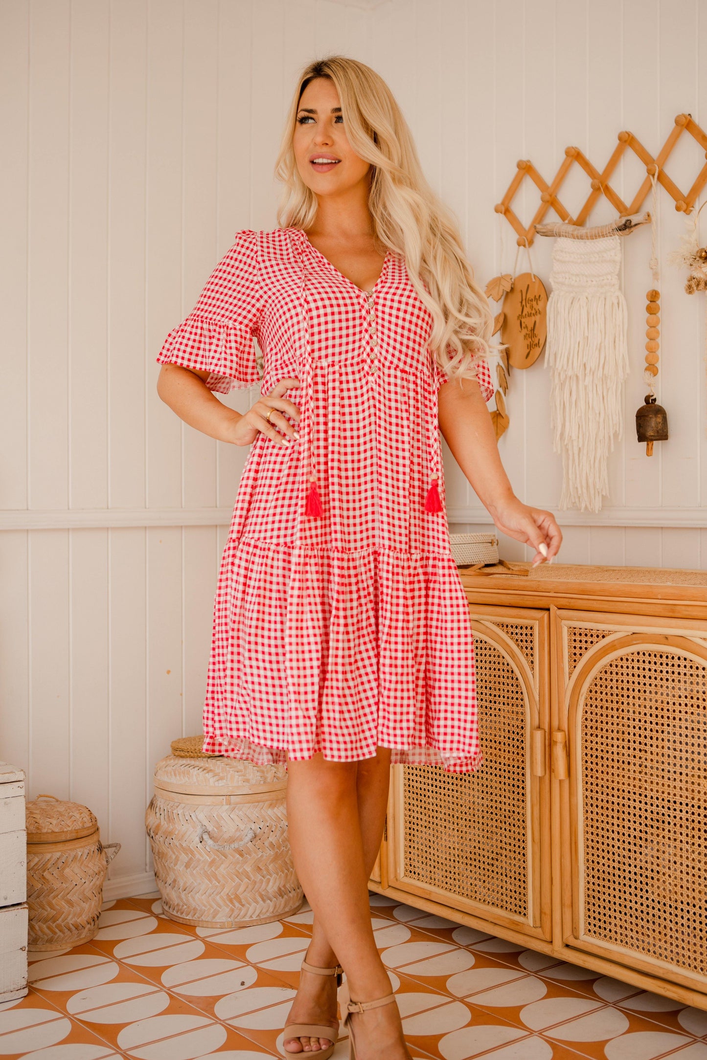 Emerson Dress - Bright Pink Gingham