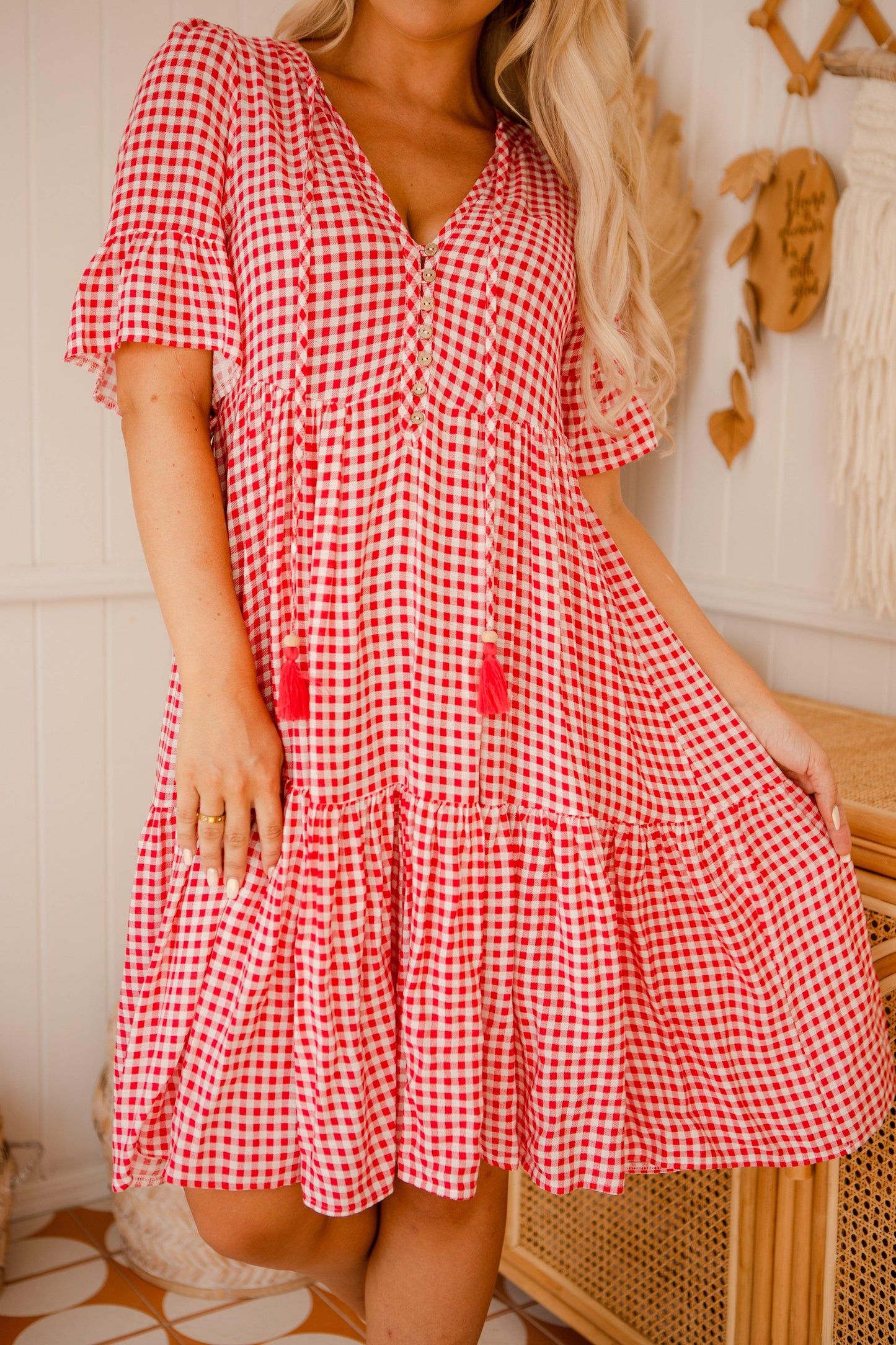 Emerson Dress - Bright Pink Gingham