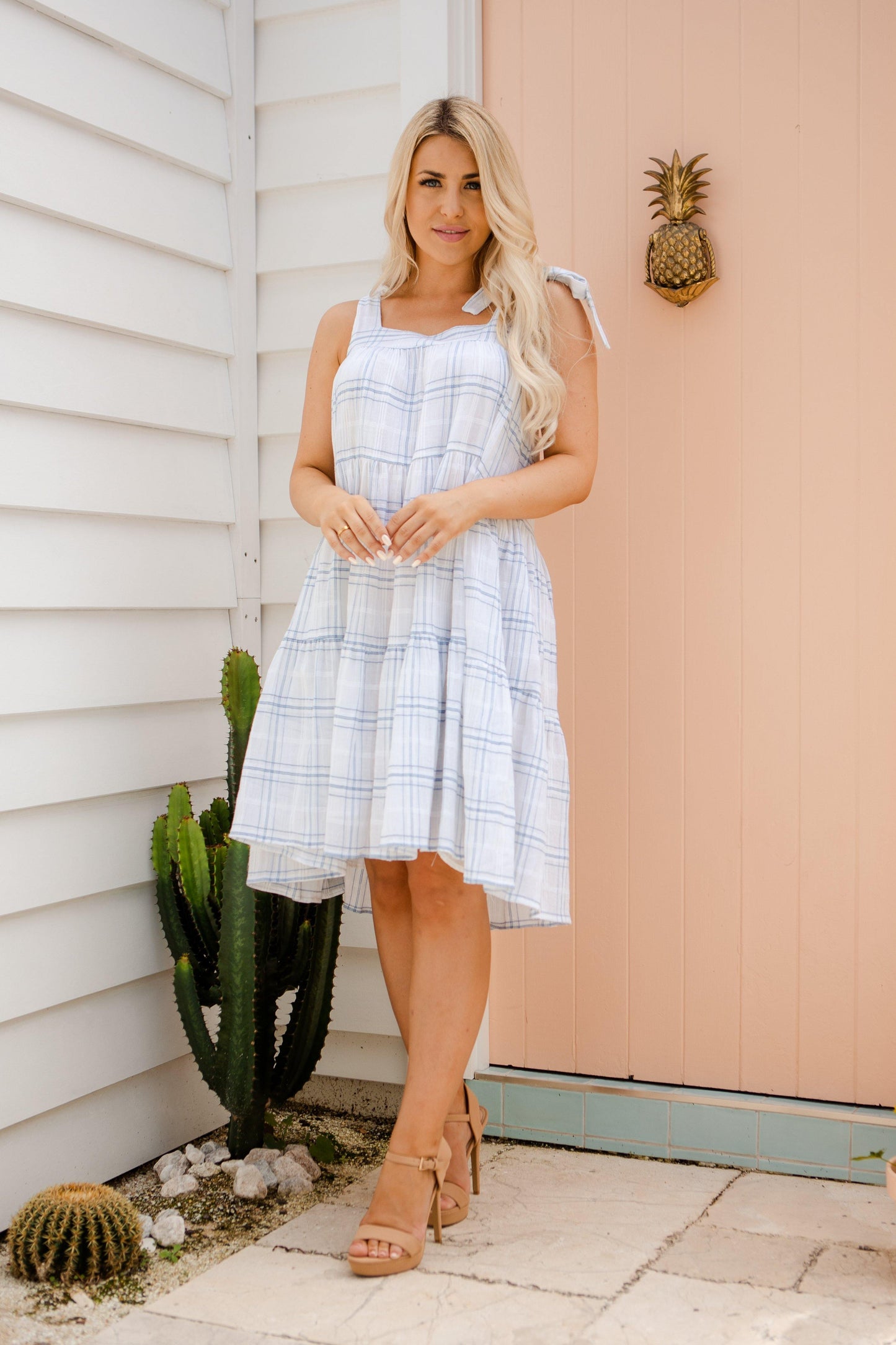 Astrid Dress - Blue & White