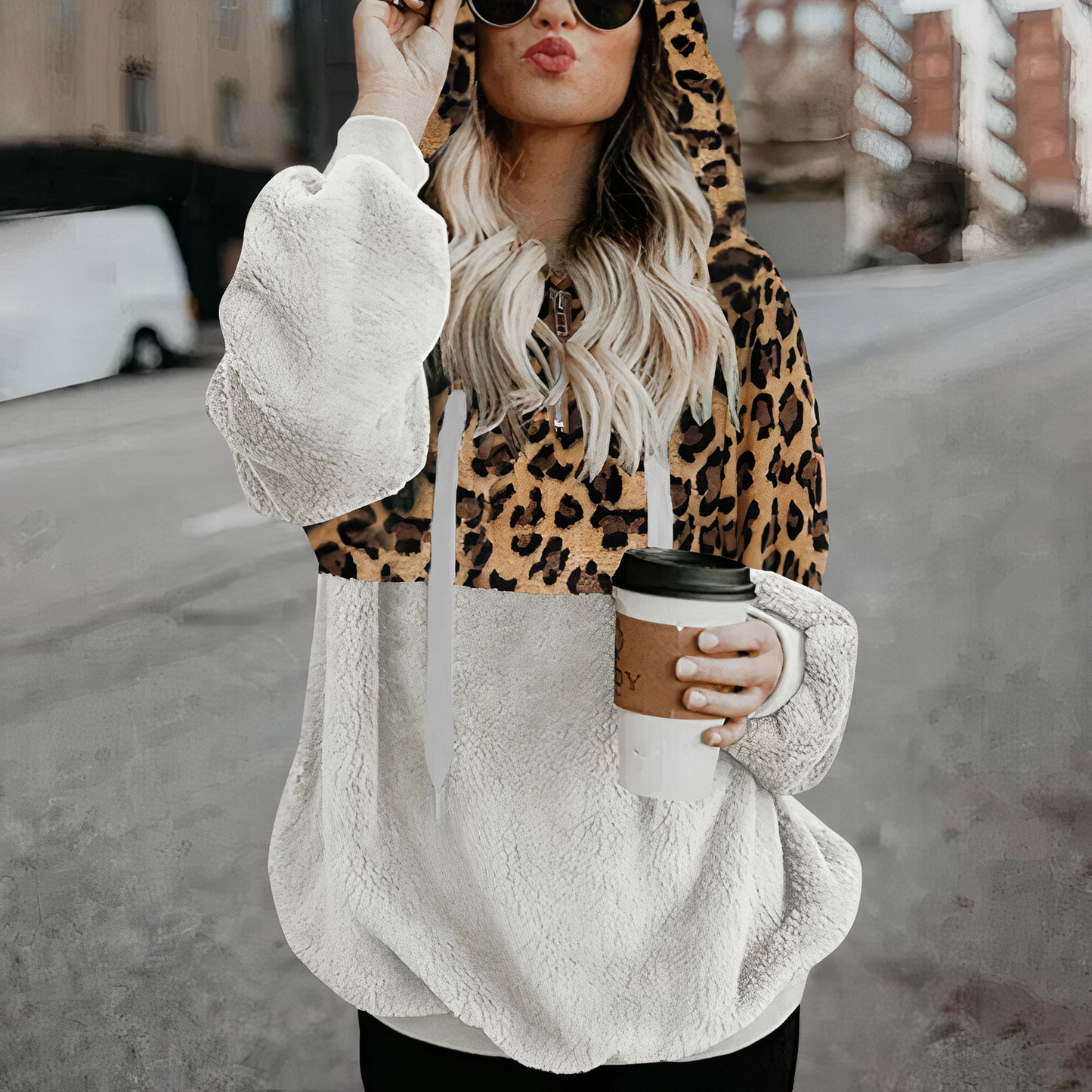 Ivyshape | Leopard Print Plush Hoodie