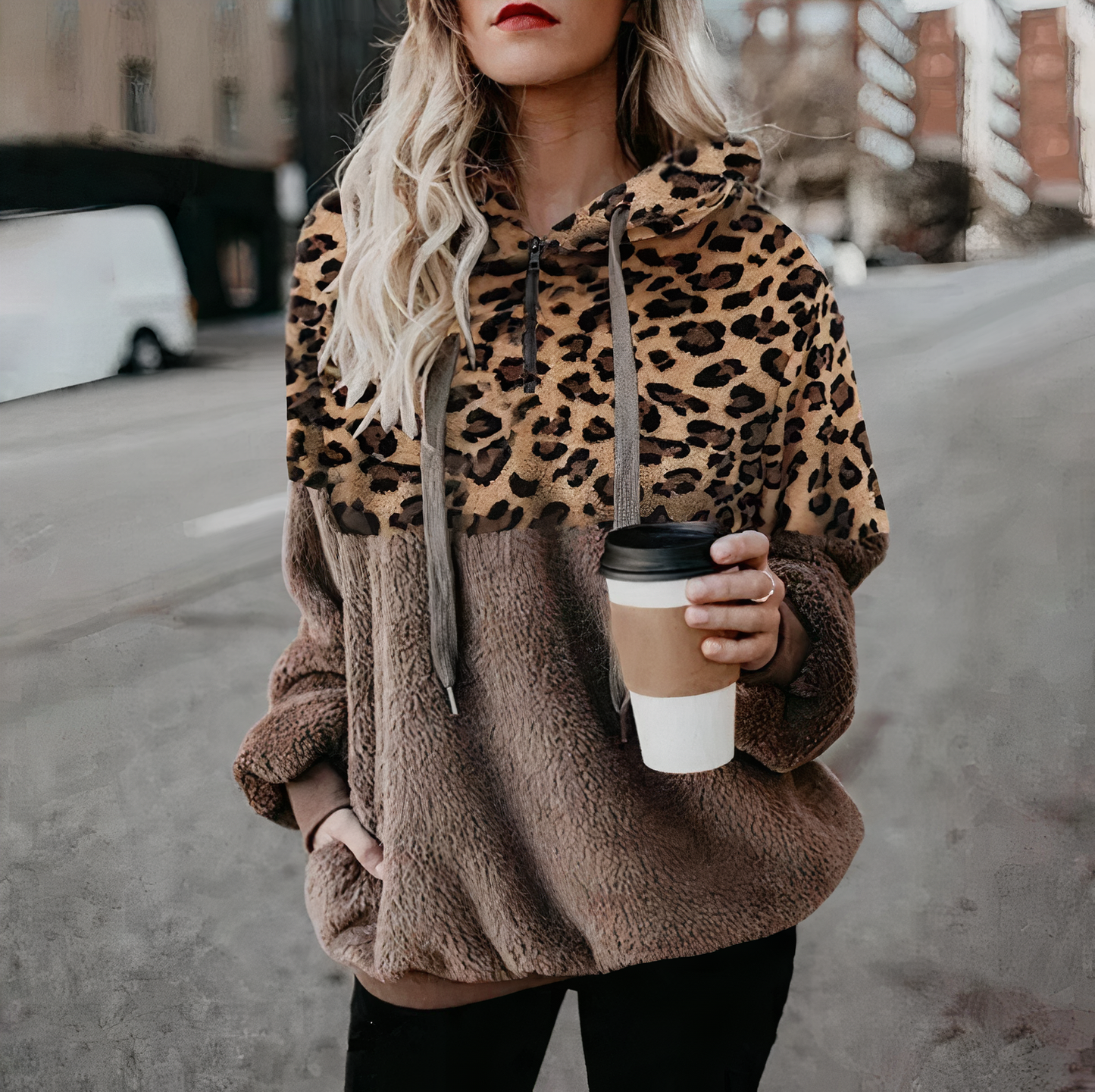 Ivyshape | Leopard Print Plush Hoodie