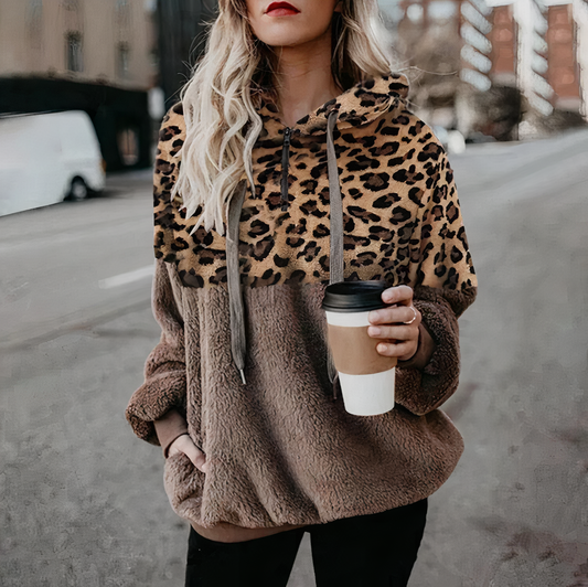 Ivyshape | Leopard Print Plush Hoodie