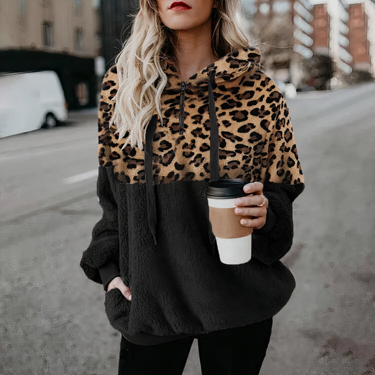 Ivyshape | Leopard Print Plush Hoodie