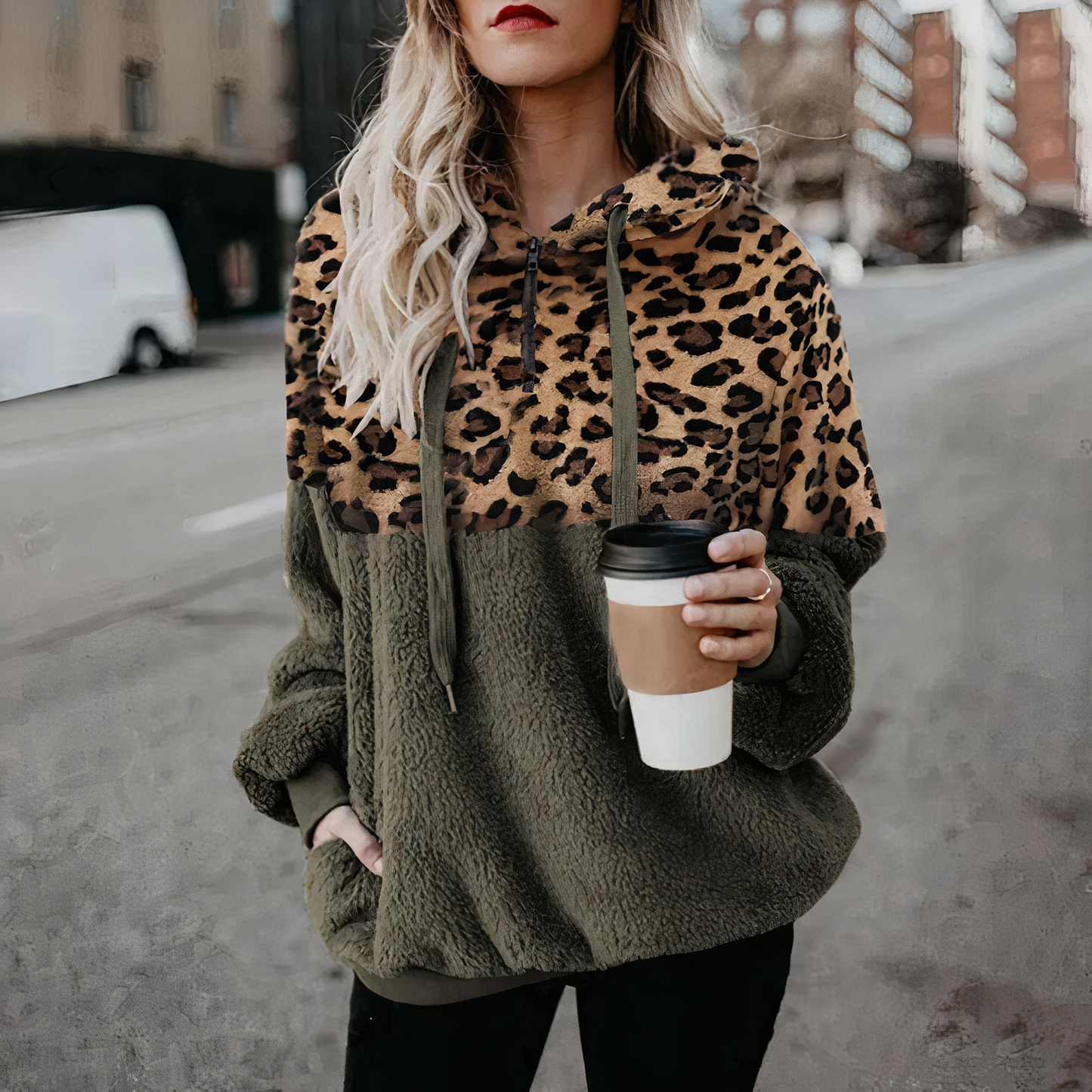 Ivyshape | Leopard Print Plush Hoodie