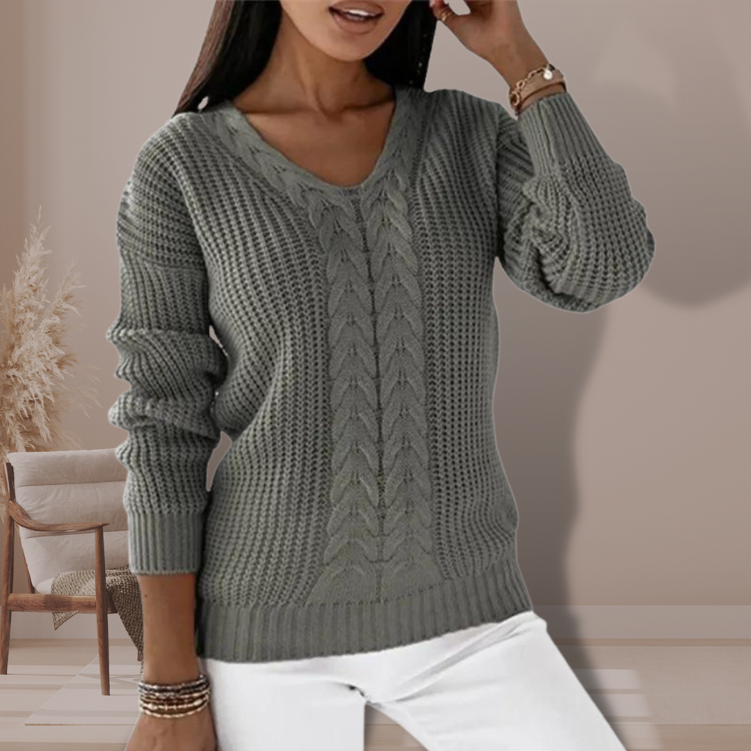 Ivyshape | Stylish V-Neck Knitted Winter Sweater