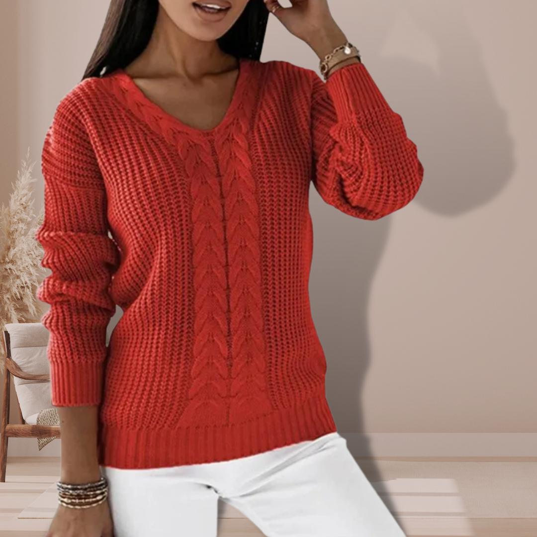 Ivyshape | Stylish V-Neck Knitted Winter Sweater