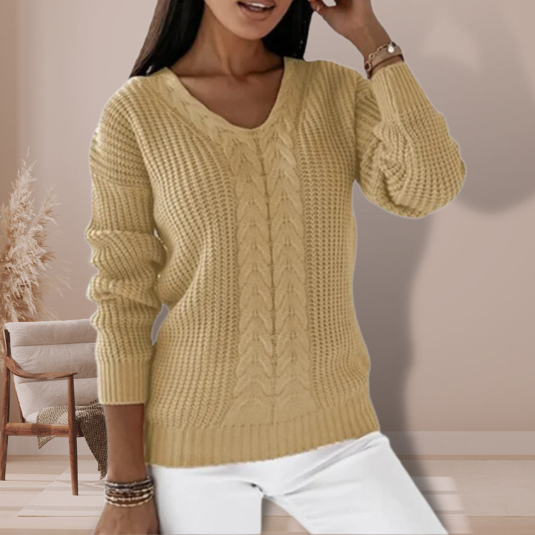 Ivyshape | Stylish V-Neck Knitted Winter Sweater