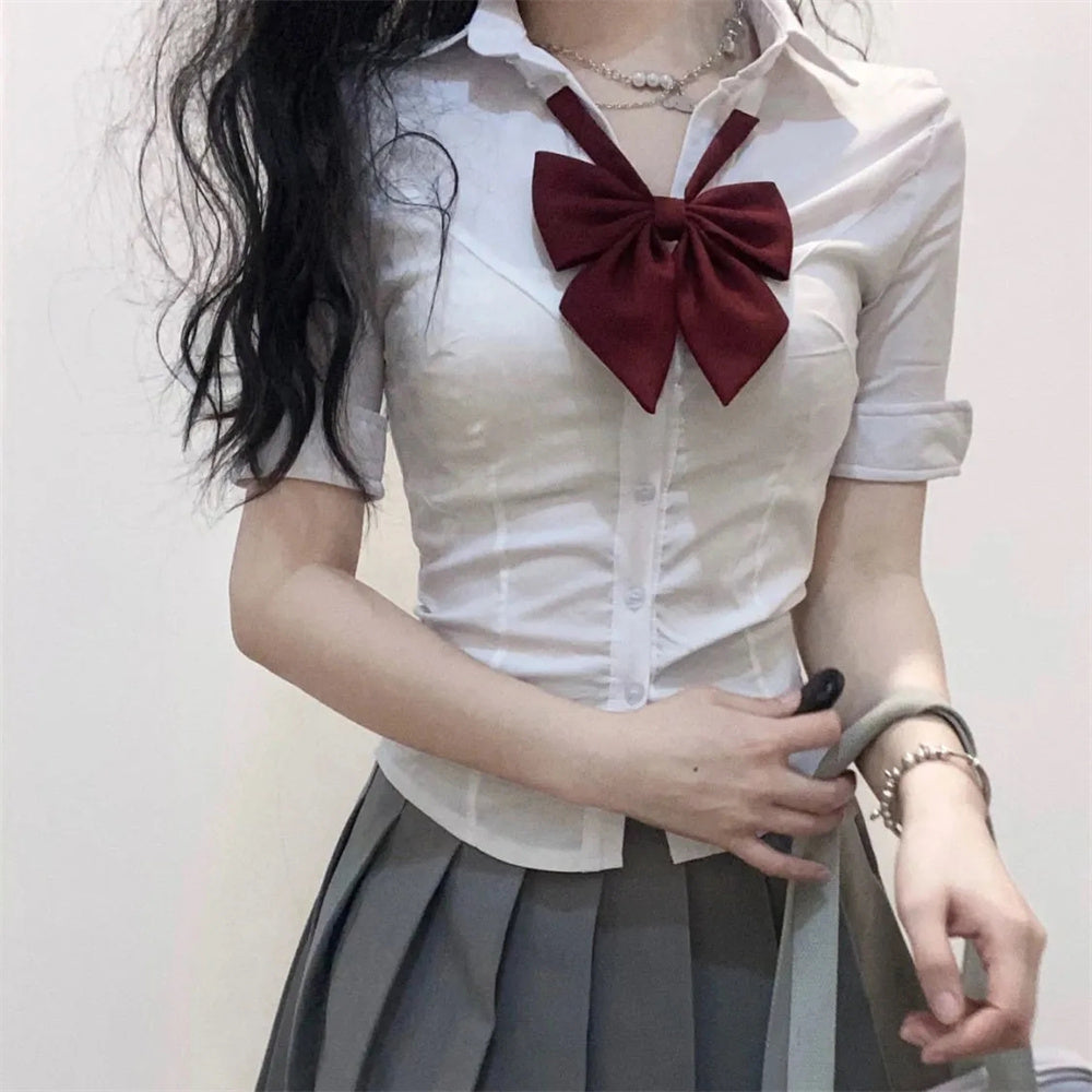 Slim Bowtie School Uniform Blouse