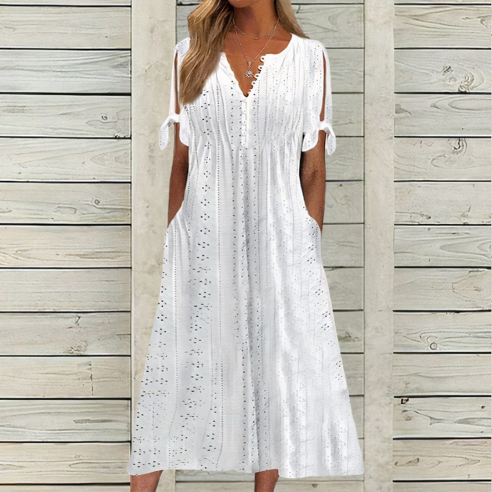 Summer Casual Midi Dress with Short Sleeves | Perfect for Casual Days