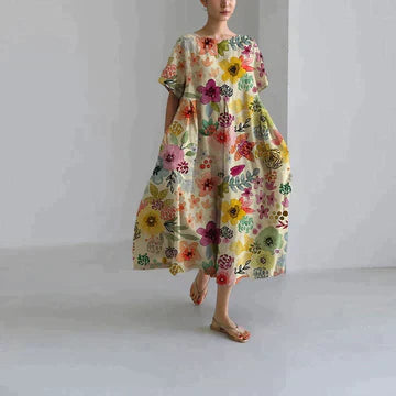 Elegant Floral Dress With Tummy Coverage