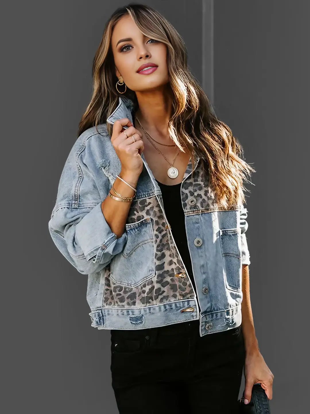 Ivyshape | Stylish Leopard Jacket