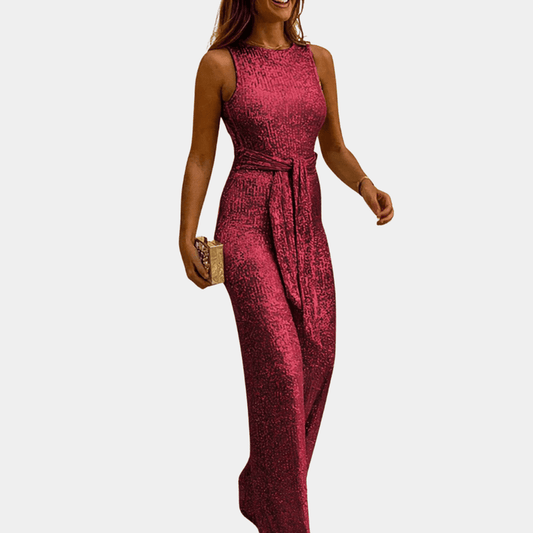 Ivyshape | Women's Glitter Jumpsuit with Adjustable Waistband