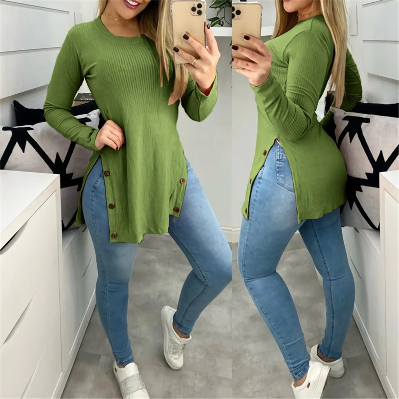 Ivyshape | Women's Casual Long Sleeve Blouse Lina Effortless Style