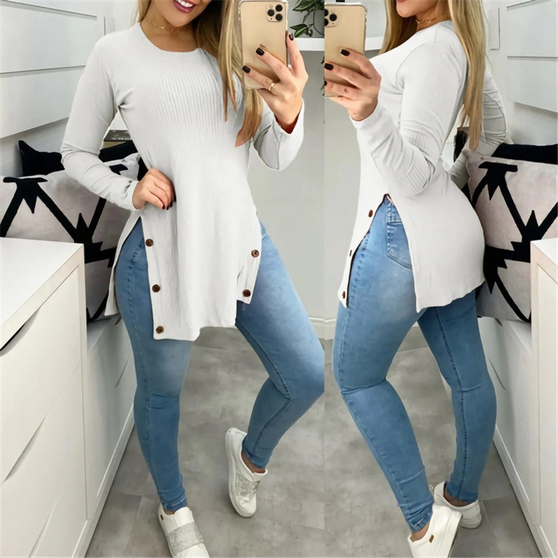 Ivyshape | Women's Casual Long Sleeve Blouse Lina Effortless Style