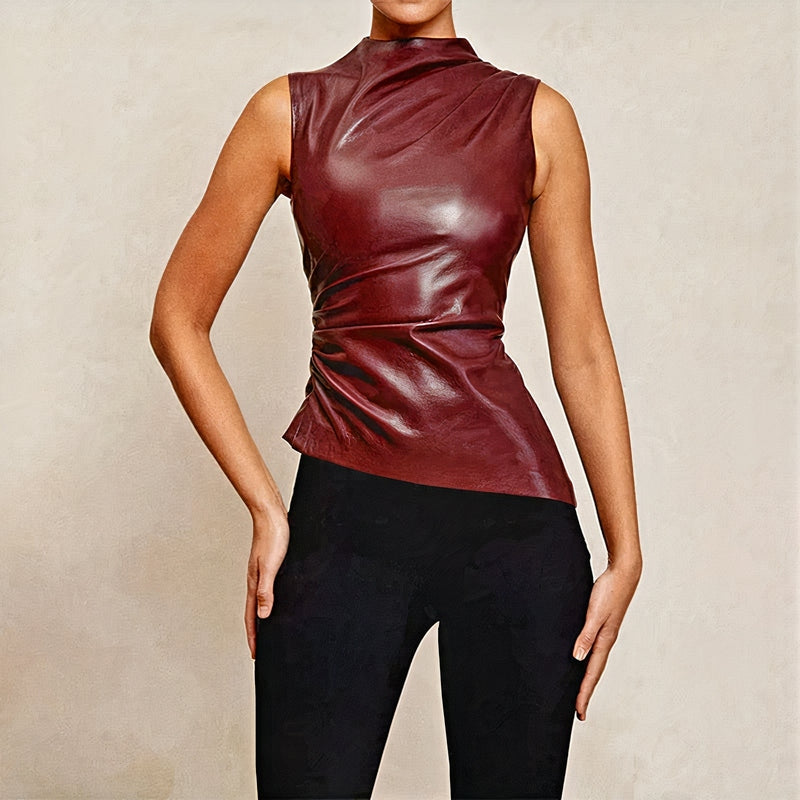 Ivyshape | Women's Leather Top Jaya Stylish & Versatile Fashion