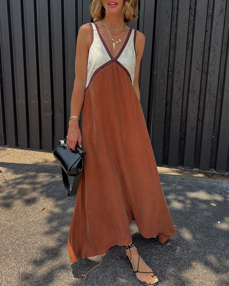 Ivyshape | Stylish V-Neck Maxi Dress for Summer Elegance