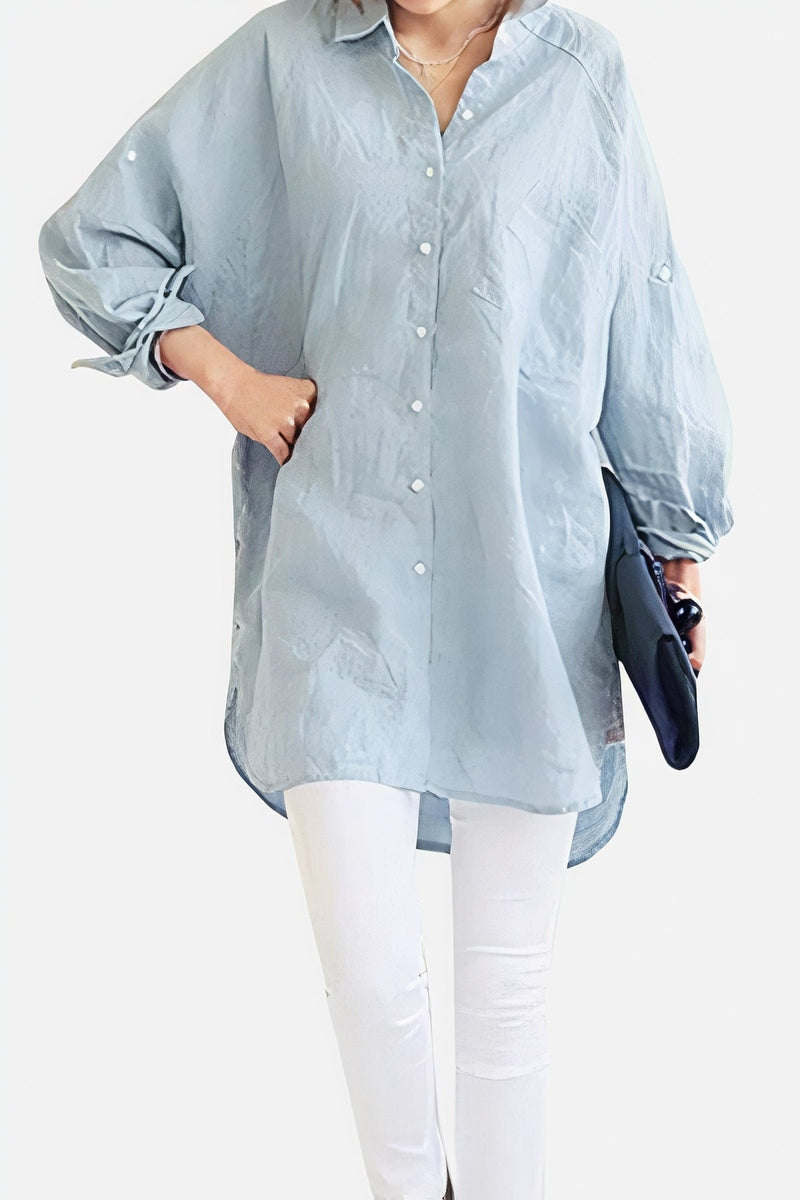 Ivyshape | Women's Oversized Linen Shirt Breathable & Stylish Comfort