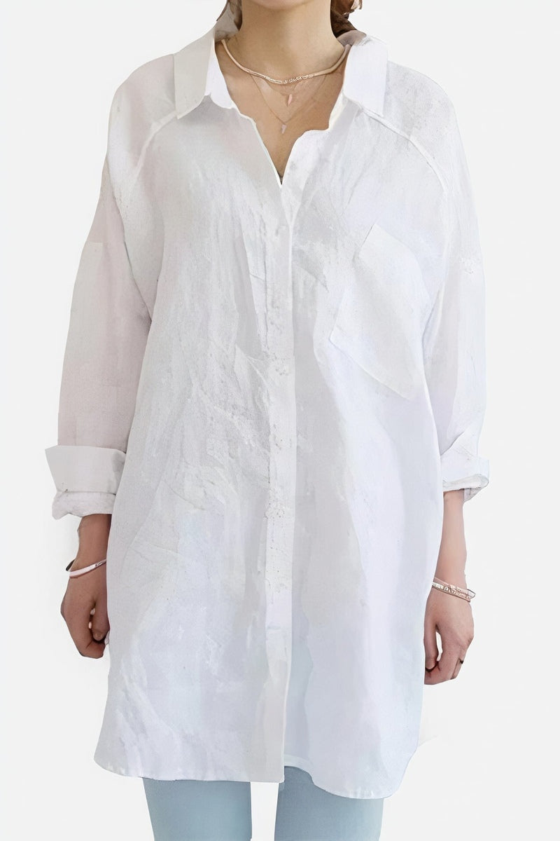 Ivyshape | Women's Oversized Linen Shirt Breathable & Stylish Comfort