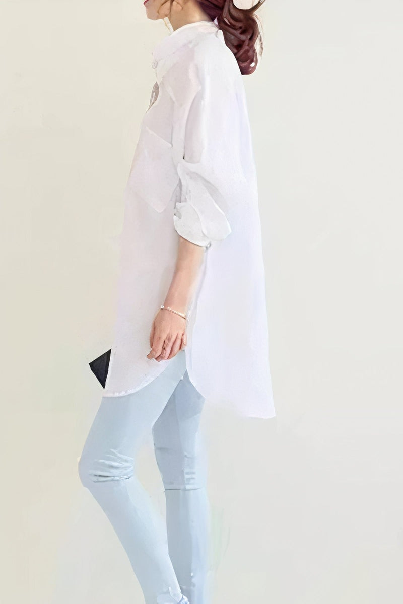 Ivyshape | Women's Oversized Linen Shirt Breathable & Stylish Comfort