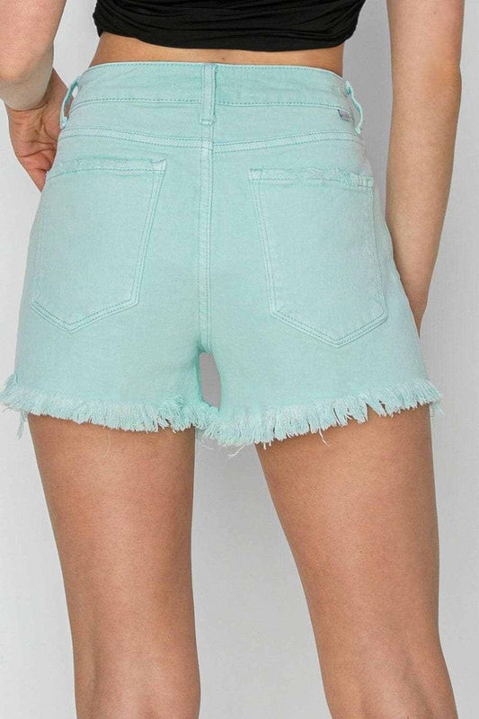 Ivyshape | Mid-Rise Frayed Denim Shorts Stylish & Comfortable Fit