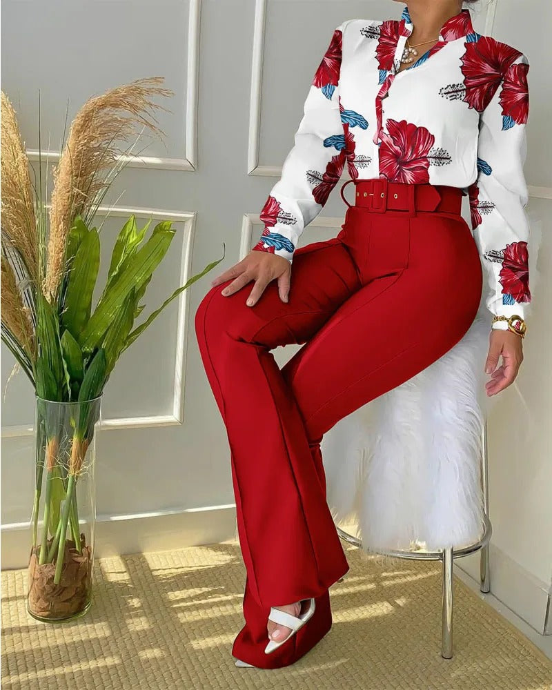 Ivyshape | Women's Business Blouse & Pants Set Adrienne